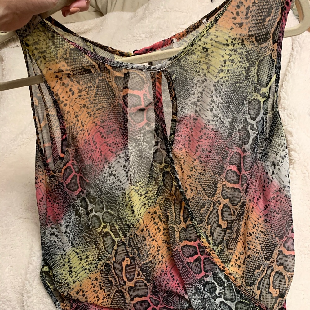 Animal print sheer shirt